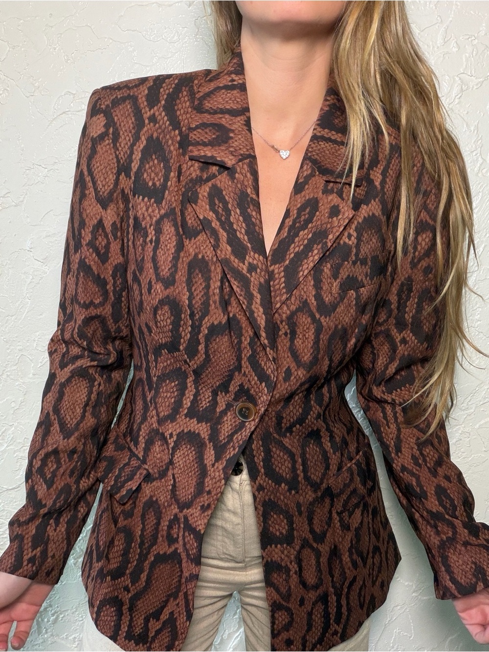 DANIELLE BERNSTEIN Brown & Black Animal-Print Blazer